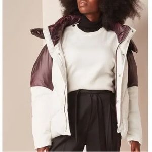 MAJE Brax Quilted Plum White Puffer Jacket Coat NEW